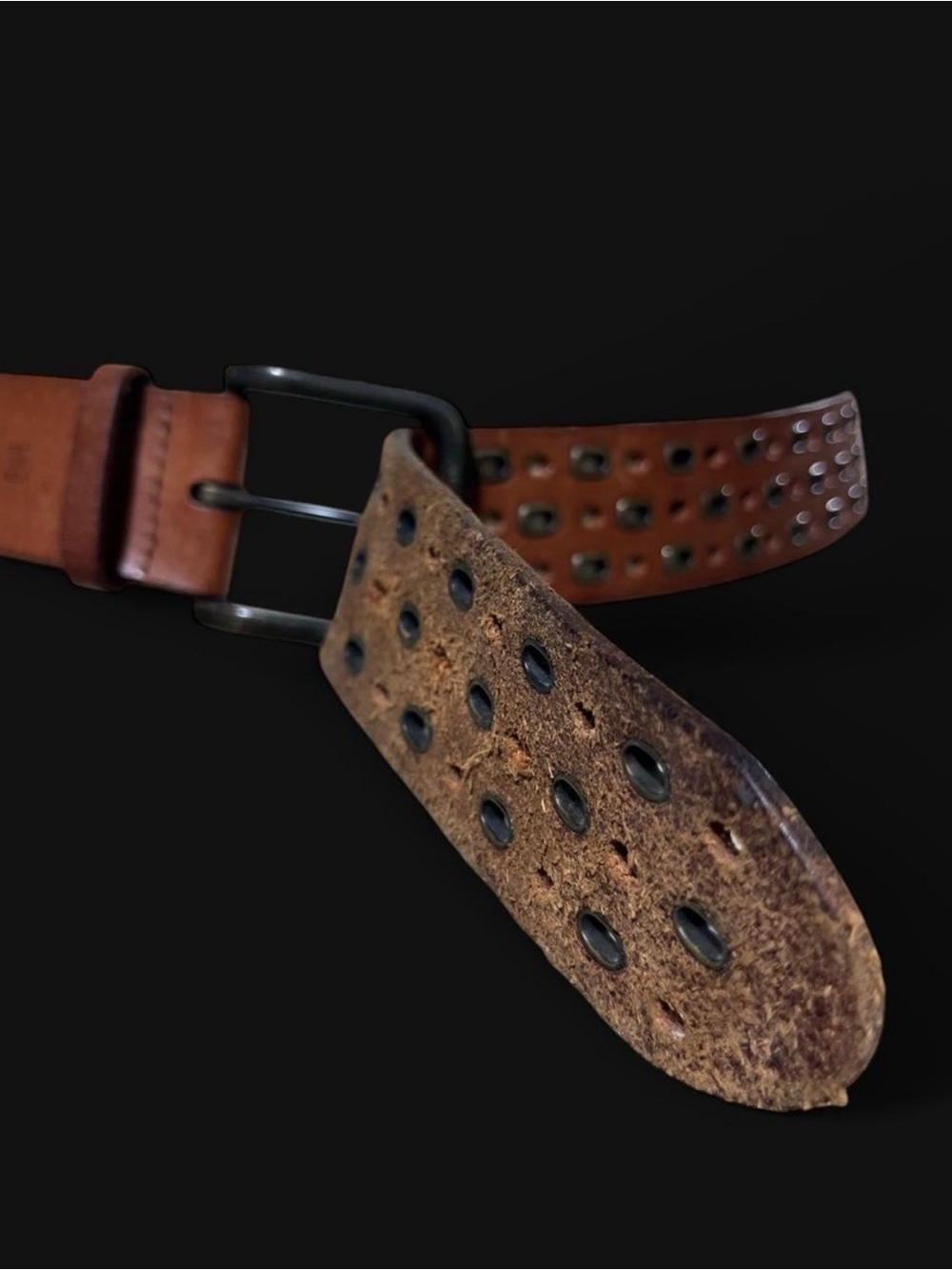 Lauren Ralph Lauren Brown Leather Studded Belt with Black Buckle - Picture 5 of 8